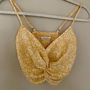 Abercrombie & Fitch Yellow Floral Camisole/Crop Top